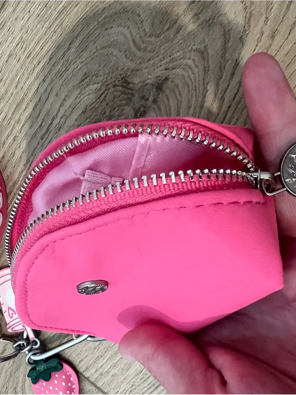 Starbucks Pink Vibe collection Keychain Wristlet with Strawberry & Cup Charms